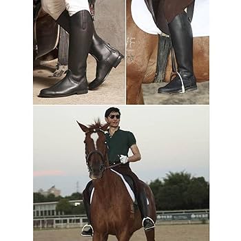 Amazon.co.jp: 乗馬ブーツ牛革 ハイロングチューブ乗馬用ブーツ